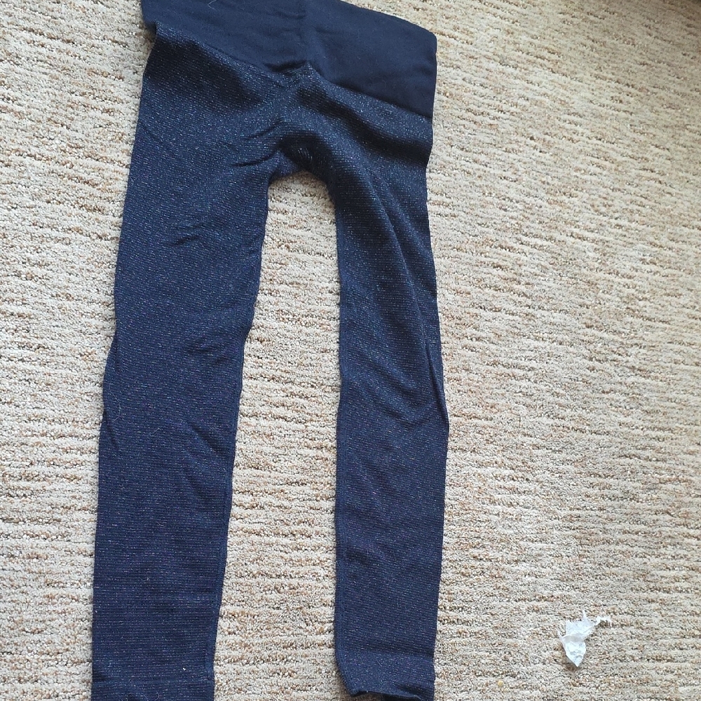 Chico's Navy Sparkle Leggings with Metallic Threads